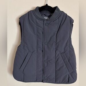 Zara Kids Gray Quilted Puffer vest